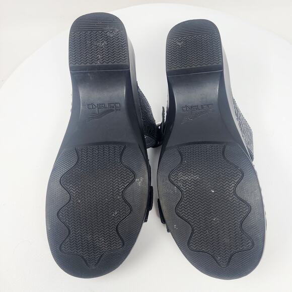 Dansko Sophie 2 Strap Sandal EU40/US9.5-10 Black Tropical Floral Emboss Leather - Picture 11 of 13